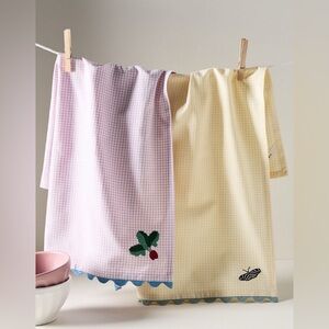 NWT Anthropologie Indira Embroidered Dish Towels, set of 2